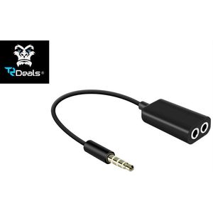 TR Deals | Audio splitter ZWART 3.5mm AUX - Luister samen muziek met 1 aansluiting |Geschikt voor iPhone / iPod / iPad / Samsung / Apple