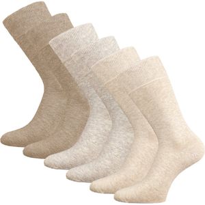 6 paar SQOTTON® Katoenen sokken - Naadloos - Heren & Dames - Beige-mix - Maat 35-38