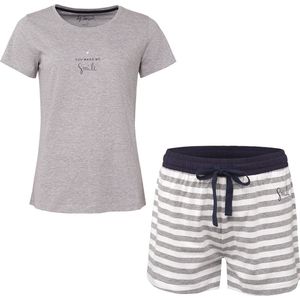 By Louise Dames Korte Pyjama Set Shortama Grijs - Maat XL