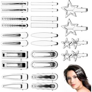24Pcs Zilveren Haarclips - Wavy Alligator Haarclips - Duckbill Haarspelden - Schattige Barrettes voor Vrouwen - Styling Haaraccessoires voor Dik en Dun Haar