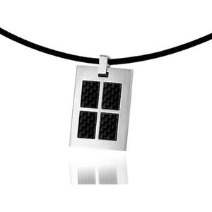 Montebello Ketting Mans - 316L Staal - Carbon - Rubber - 32x22mm - 50cm