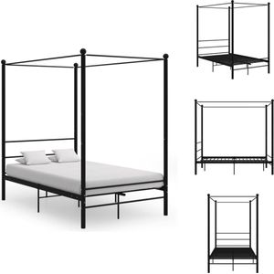 vidaXL Bedframe - Metaal - Zwart - 208 x 126 x 201 cm - Geschikt voor matras 120 x 200 cm - Stevig en duurzaam - Bed