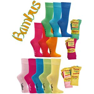 Bamboe damessokken 35-38 | voordeelbundel 9 paar | drukvrije boord | drukvrije teennaden | Extra brede piqué tailleband | verbetert bloedcirculatie