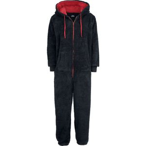 Full Volume Zwart en rood pluche jumpsuit - Dames - L-XL