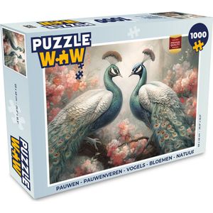 Puzzel Pauwen - Pauwenveren - Vogels - Bloemen - Natuur - Legpuzzel - Puzzel 1000 stukjes volwassenen