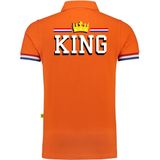 Luxe King poloshirt - 200 grams katoen - King met kroon - oranje - heren - King met kroon kleding/ shirts S
