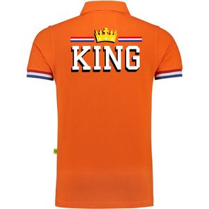 Luxe King poloshirt - 200 grams katoen - King met kroon - oranje - heren - King met kroon kleding/ shirts S