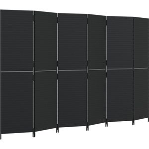 vidaXL-Kamerscherm-6-panelen-poly-rattan-zwart