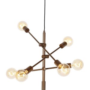 QAZQA sydney - Industriele Hanglamp - 6 lichts - L 78 cm - Brons - Industrieel - Woonkamer | Slaapkamer | Keuken