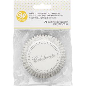 Wilton Baking Cups - Celebrate Zilver - 75 Stuks - Cupcake en Muffin Vormpjes