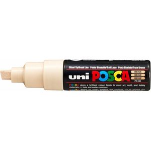 Krijtstift - Chalkmarker - Universele Marker - Uni Posca Marker - Beige - PC-8K - 8mm - Beitelpunt - Large - 1 stuk