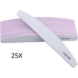 Nagelvijl set 100/180 grit - 25 stuks - Professionele half moon EVA nagelvijlen