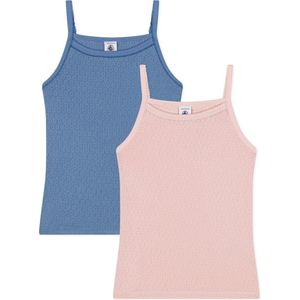 Petit Bateau Setje van 2 hemdjes van ajourkatoen met smalle bandjes voor kinderen Meisjes Onderhemd - Maat 86