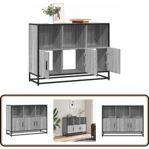 vidaXL Dressoir - 100x35x76 cm - Grijs Sonoma Eiken Dressoir - Opbergkast - Salontafel - Industrieel Design - Grijze Meubels