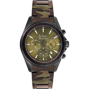 Lee Cooper LC06973.070 - Horloge - Analoog - Mannen - Heren - stalen band - Chronograaf - Groen - Grijs - Zwart