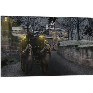 Vlag - Pad - Persoon - Bomen - Huis - Dier - Paarden - Lampen - 90x60 cm Foto op Polyester Vlag