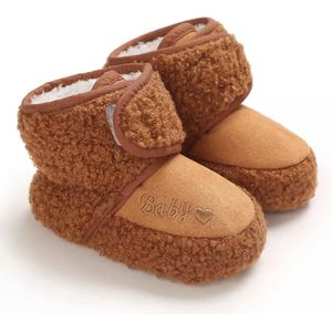 Zachte en warme sloffen - Pantoffels voor Baby van Baby-Slofje - Bruin maat 0-6 maanden