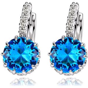 Victorious Dames Oorbellen – Blauw Bergkristal – Zilver – 2cm