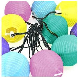 Pastel Gekleurde Solar LED Lampionnen voor in de Tuin - 10 stuks – 10 m | Pastelkleuren Blauw Lichtblauw Geel Paars Roze | Tuinverlichting | Lampion op Zonne-energie | Feestverlichting