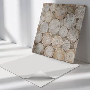 Wallfluent Vinyl Wandpaneel - Houtnerven in de collectie Zelfklevend Wandpaneel - 50 cm x 50 cm - Beige PVC wandpaneel - Set van 4 - Vierkant Wandbekleding Vinyl - Texturen Wandpaneel - PVC Muurpaneel - Wandpaneel Keuken en Badkamer