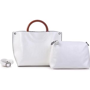 Trendy Handtas Ines Delaure - bag in bag - 2 handtassen - wit