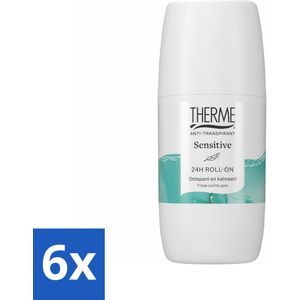 6 x Therme - Sensitive 24H - Roll-on - Verzorgend - Verfrissend - 60ml - Anti-transpirant - Roll-on - Gevoelige Huid - 24 Uur Bescherming - Verzorgende Formule