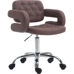Bureaustoel - Barkruk - Chesterfield - In hoogte verstelbaar - Polyester - Bruin - 62x55x90 cm