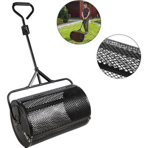 strooiwagen 75L met T-greep, compoststrooier gazon tuin kunstmeststrooier voor zout kunstmest gazon grit zaad zwart