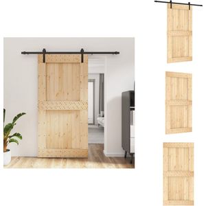 vidaXL Schuifdeur - Schuifdeuren - Binnendeur - Binnenschuifdeur - Schuifdeur met beslag 100x210 cm massief grenenhout