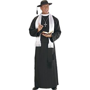 Widmann - Monnik & Pater & Priester Kostuum - Overtuigende Priester Don Camillo XL Kostuum Man - Zwart - Large - Carnavalskleding - Verkleedkleding