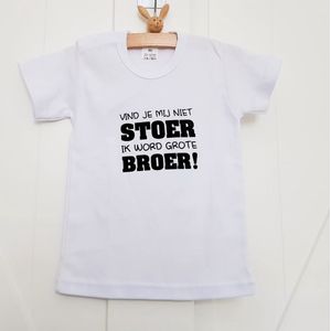 Shirt Stoer Ik word grote broer big brother | korte mouw | wit | maat 74 zwangerschap aankondiging bekendmaking baby