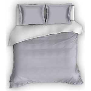 Romanette Comtesse flanel dekbedovertrek - Zilver/Wit - 2-persoons (200x200/220 cm + 2 slopen)