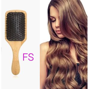 Frazimashop-Haarborstel - Hout - Natuurlijke Borstel - Anti Klit 25 x 8 cm (854- brush hair bamboe.