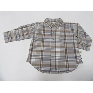 noukie's , jongens , overhemd , geruit , beige /bruin/ blauw , 2 jaar 92