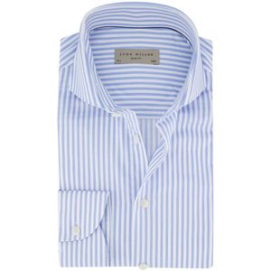 John Miller overhemd slim fit gestreept blauw wit cutaway