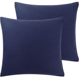 Set van 2 kussenslopen 80x80 cm - 100% geborsteld polyester, ademend en comfortabel, marineblauw