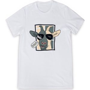 T Shirt Jongens - T Shirt Meisjes - Grappige Cartoon Geit Bleh - Wit - Maat 164