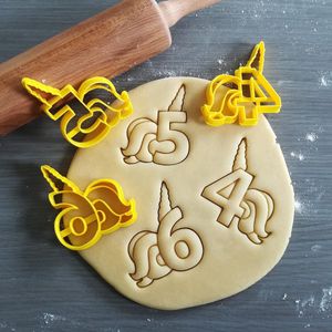 Koekjesvorm | 3-delige set | Eenhoorn - Unicorn | Verjaardag - Cijfer - Nummer - 4 5 6 | Cookie cutter | Uitsteekvorm | Bakvorm | 8cm