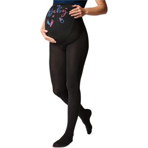 Be Mammy Dames Panty - Zwangerschapspanty - 150 DEN - Medium gloss - Katoen - BE-GI-1122 - Zwart Patroon-002 - M