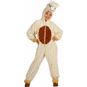 Dieren Kostuum Alpaca Kinderen - Pluche - Dieren Onesie - Carnaval - Verkleedkleren Kinderen - Beige - Maat 116/128