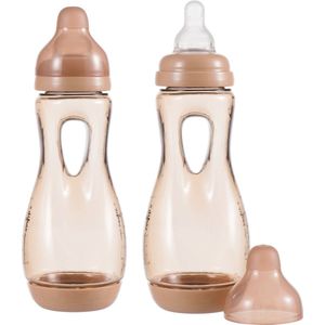 Difrax Handgreep Babyfles 240 ml Natural - S-fles - Anti-Colic - Oranje - 2 stuks