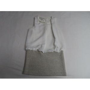 Jurk - Feestkleedje - Ecru , grijst , zilver - 2 jaar 92