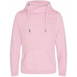 Cross Neck Hoodie  Unisex  Normal fit Baby Pink maat M