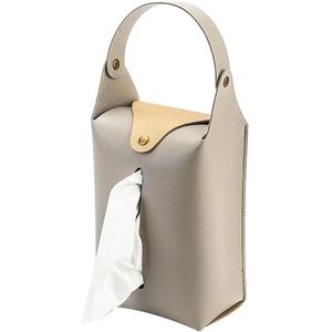 Titel: Allecto plus - Zakdoekhouder voor auto en thuis, PU-leer, op te hangen, opslag voor zakdoeken, papier, gezicht, organizer, band