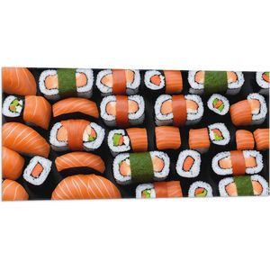 Vlag - Patroon van Verse Japanse Sushi - 100x50 cm Foto op Polyester Vlag