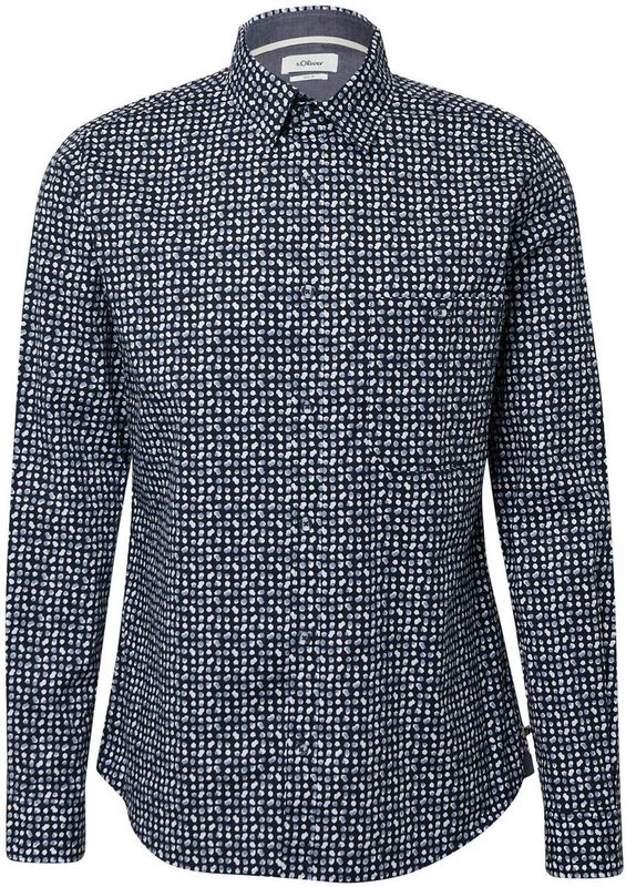 Shirt - Slim-fit - Katoenen Overhemd - Met All-over Minimale Print