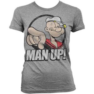 Popeye Dames Tshirt -M- Man Up! Grijs