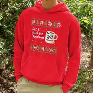 Foute Kerst Hoodie Rood All I Want For Christmas Is Poeiermolke XS