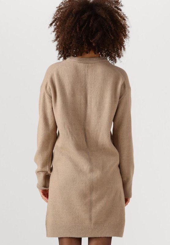 Object Objjuno Re O-neck Knit Dress Dames - Jurk - Beige - Maat S