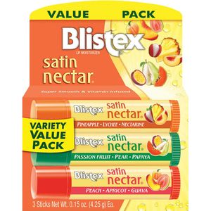Blistex Satin Nectar - Hydraterende Lippenbalsem - 3-pack, Tropische Vruchten, 3x4,25 g